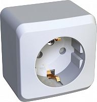 Розетка с заземлением накладная Systeme Electric Этюд 1-м. шторки белый  картинка